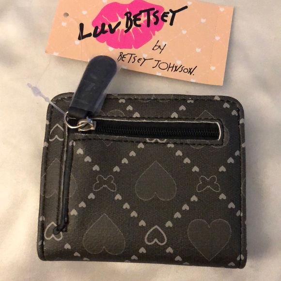 Betsey Johnson Luv Betsey Snap Card Wallet Black & Silver Heart & Butterflies - Picture 8 of 16